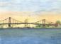 Preview: Postkarte DIN-A6  Aquarell Maritim Kunst Druck Kunstdruck Nordsee Wilhelmshaven Kaiser-Wilhelm-Brücke